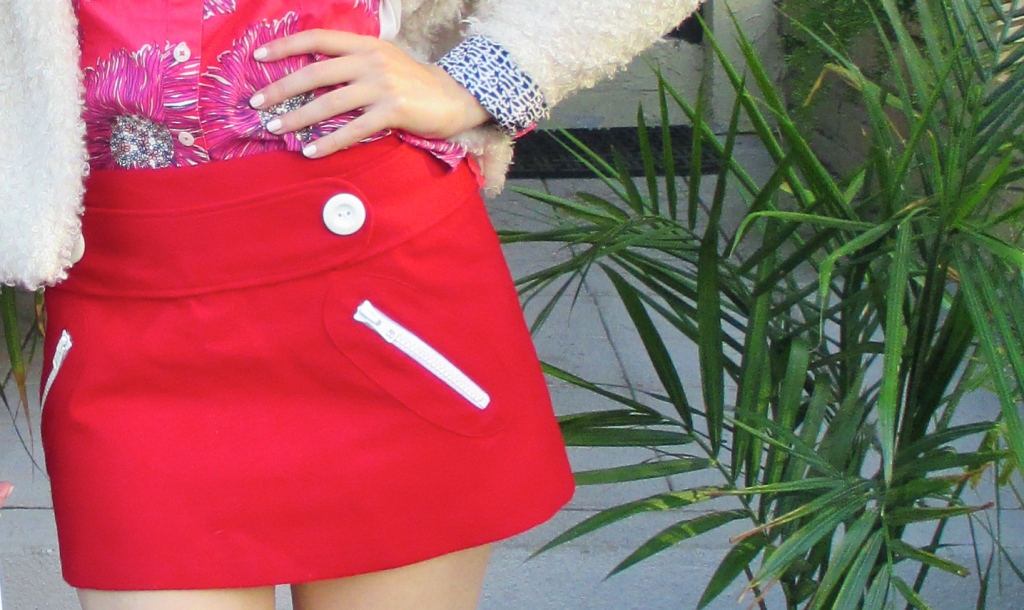 Red mini skirt